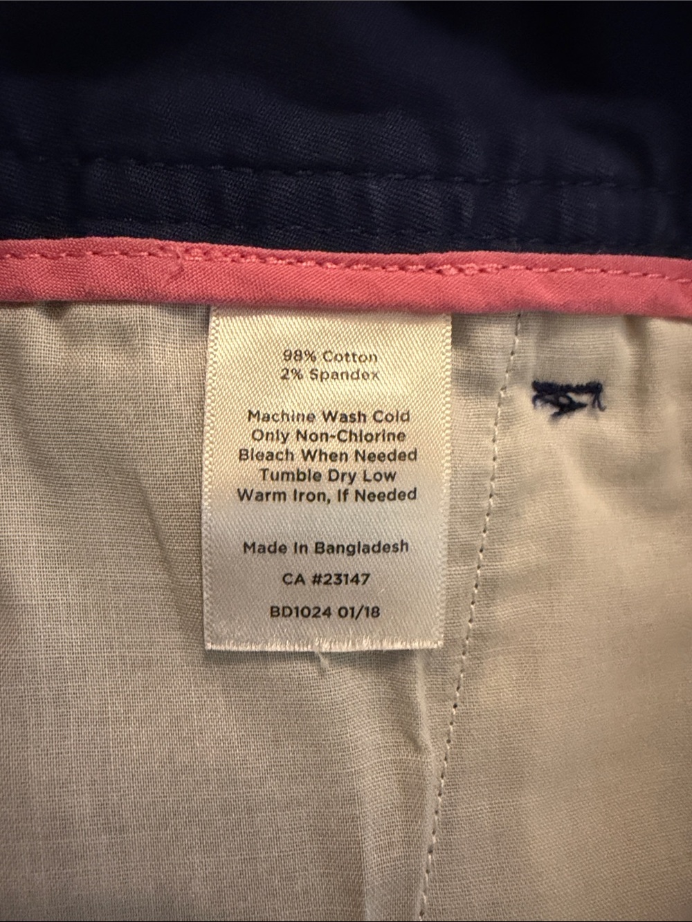 Talbots Navy Cotton Chino 7” inseam Shorts - Picture 5 of 6